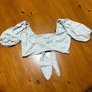 Abercrombie & Fitch Puff Sleeve Crop Top - Light Mint